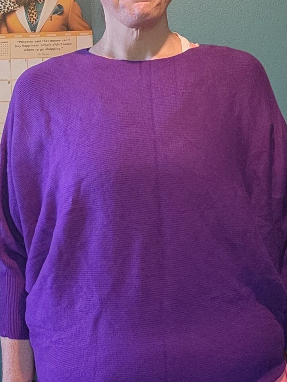 NWT Carole Christian Purple Dolman Sleeve L/XL